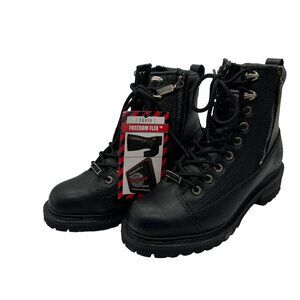 Milwaukee Moto Boots Womens 7 Freedom Flex Leather Zip Lace Up Comfort Biker NEW